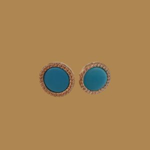 18K Gold Turquoise & Zirconia Stud Earrings