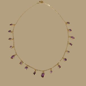 18K Gold Pink Charm Necklace